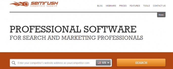 SEMrush service for competitors research shows organic and Ads keywords for any site or domain