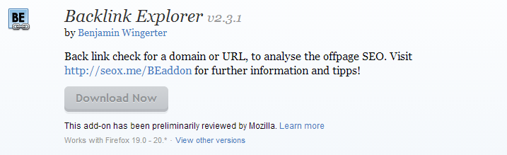 Backlink Explorer Add ons for Firefox