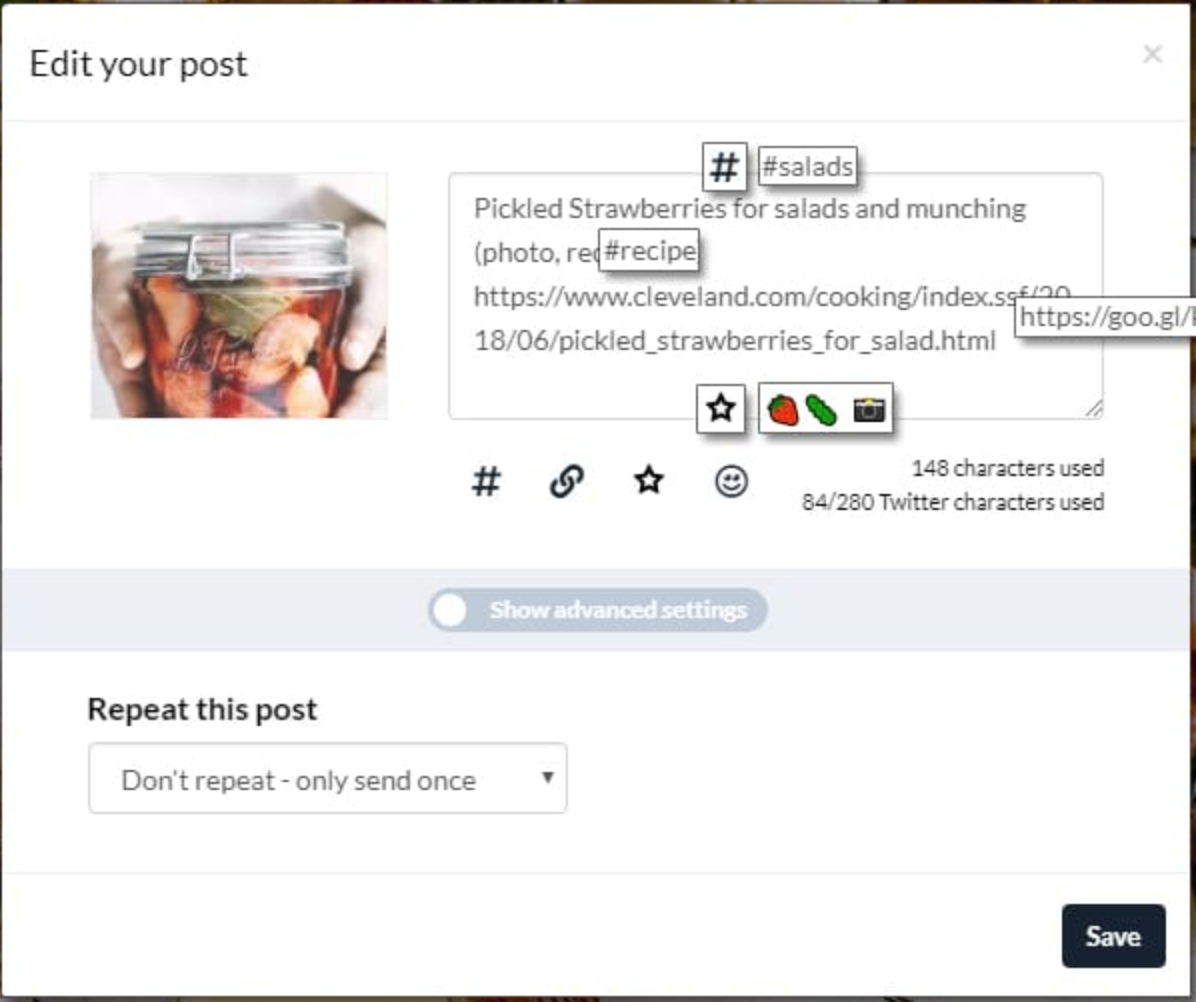 Squirrly Social Review - Hashtag and Emoji