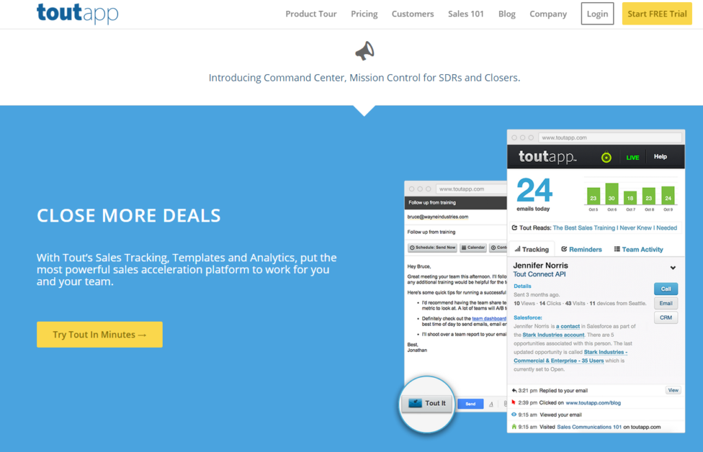 ToutApp Sales Email Tracking Templates and Analytics