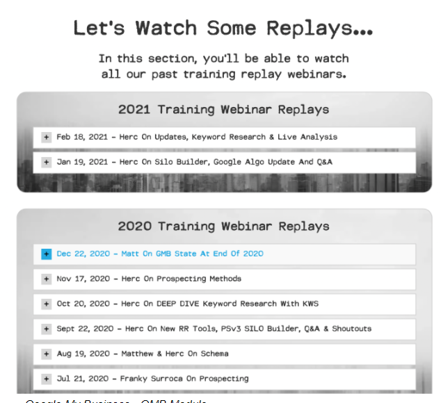 Training Webinar Replay