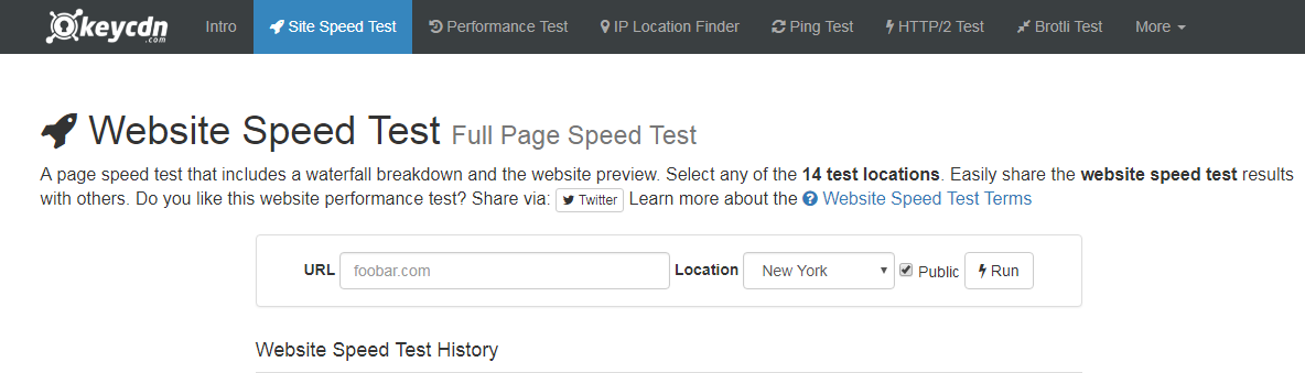 KeyCDN- Website Speed Test