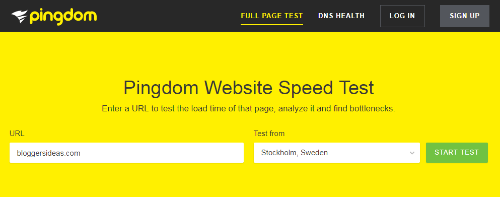 Pingdom- Website Speed Test